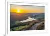 View of Ladybower Reservoir from Bamford Edge at sunset, Bamford, Peak District National Park-Frank Fell-Framed Photographic Print