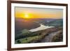 View of Ladybower Reservoir from Bamford Edge at sunset, Bamford, Peak District National Park-Frank Fell-Framed Photographic Print