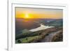 View of Ladybower Reservoir from Bamford Edge at sunset, Bamford, Peak District National Park-Frank Fell-Framed Photographic Print