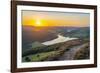 View of Ladybower Reservoir from Bamford Edge at sunset, Bamford, Peak District National Park-Frank Fell-Framed Photographic Print