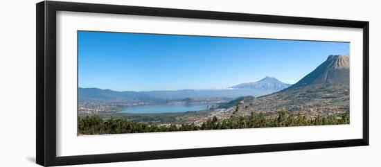 View of Lago del San Pablo and Imbabura volcano from terrace Sacha Ji, Imbabura Province, Ecuador-null-Framed Photographic Print