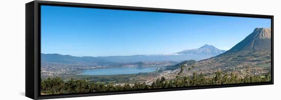 View of Lago del San Pablo and Imbabura volcano from terrace Sacha Ji, Imbabura Province, Ecuador-null-Framed Stretched Canvas