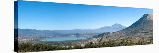 View of Lago del San Pablo and Imbabura volcano from terrace Sacha Ji, Imbabura Province, Ecuador-null-Stretched Canvas