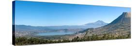 View of Lago del San Pablo and Imbabura volcano from terrace Sacha Ji, Imbabura Province, Ecuador-null-Stretched Canvas