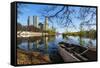 View of Laguna de los Coipos and High Rise Buildings in Puerto Madero, City of Buenos Aires, Buenos-Karol Kozlowski-Framed Stretched Canvas