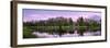 View of lake and mountains, Spring Creek Pond, Alberta, Canada-Panoramic Images-Framed Photographic Print