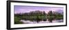 View of lake and mountains, Spring Creek Pond, Alberta, Canada-Panoramic Images-Framed Photographic Print