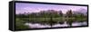 View of lake and mountains, Spring Creek Pond, Alberta, Canada-Panoramic Images-Framed Stretched Canvas