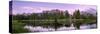 View of lake and mountains, Spring Creek Pond, Alberta, Canada-Panoramic Images-Stretched Canvas