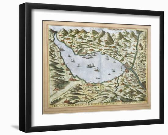 View of Lake Geneva and its Surroundings, Ca 1590-Luca Giordano-Framed Giclee Print