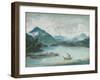 View of Lake Geneva with a Man Rowing a Small Boat and Two Swans-Elisabeth Louise Vigee-LeBrun-Framed Giclee Print