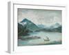 View of Lake Geneva with a Man Rowing a Small Boat and Two Swans-Elisabeth Louise Vigee-LeBrun-Framed Giclee Print