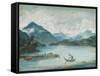 View of Lake Geneva with a Man Rowing a Small Boat and Two Swans-Elisabeth Louise Vigee-LeBrun-Framed Stretched Canvas