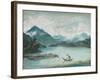 View of Lake Geneva with a Man Rowing a Small Boat and Two Swans-Elisabeth Louise Vigee-LeBrun-Framed Giclee Print