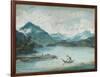 View of Lake Geneva with a Man Rowing a Small Boat and Two Swans-Elisabeth Louise Vigee-LeBrun-Framed Giclee Print