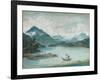 View of Lake Geneva with a Man Rowing a Small Boat and Two Swans-Elisabeth Louise Vigee-LeBrun-Framed Giclee Print