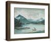 View of Lake Geneva with a Man Rowing a Small Boat and Two Swans-Elisabeth Louise Vigee-LeBrun-Framed Premium Giclee Print