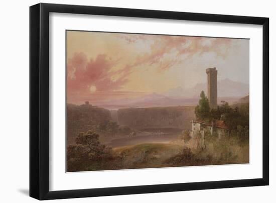 View of Lake Nemi at Sunset, c.1840-50-Joshua Shaw-Framed Giclee Print