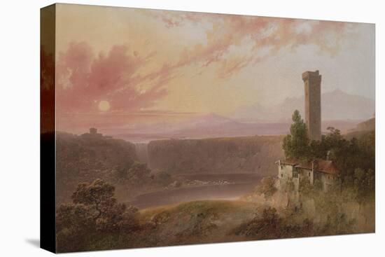 View of Lake Nemi at Sunset, c.1840-50-Joshua Shaw-Stretched Canvas