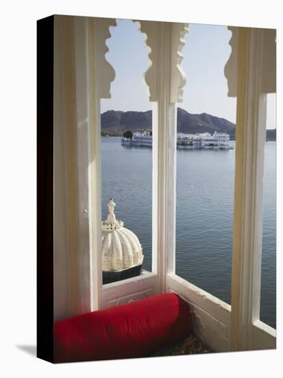 View of Lake Palace Hotel From Jagat Niiwas Palace Hotel, Udaipur, Rajasthan, India, Asia-Ian Trower-Stretched Canvas