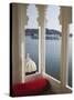 View of Lake Palace Hotel From Jagat Niiwas Palace Hotel, Udaipur, Rajasthan, India, Asia-Ian Trower-Stretched Canvas