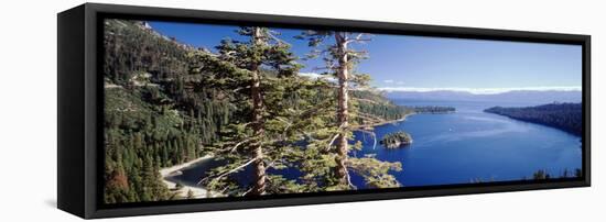 View of Lake Tahoe and Emerald Bay in Morning, California, USA-Walter Bibikow-Framed Stretched Canvas