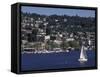 View of Lake Union and Capitol Hill Neighborhood, Seattle, Washington, USA-Connie Ricca-Framed Stretched Canvas