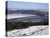 View of Lakeland Fells and Kent Estuary from Arnside Knott in Snow, Cumbria, England-Steve & Ann Toon-Stretched Canvas