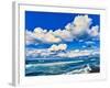 View of lakeshore against cloudy sky, Great Sand Bay, Lake Superior, Keweenaw Peninsula, Upper P...-null-Framed Photographic Print