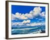 View of lakeshore against cloudy sky, Great Sand Bay, Lake Superior, Keweenaw Peninsula, Upper P...-null-Framed Photographic Print