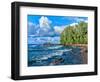 View of lakeshore against cloudy sky, Great Sand Bay, Lake Superior, Keweenaw Peninsula, Upper P...-null-Framed Photographic Print