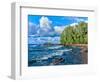 View of lakeshore against cloudy sky, Great Sand Bay, Lake Superior, Keweenaw Peninsula, Upper P...-null-Framed Photographic Print