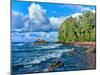 View of lakeshore against cloudy sky, Great Sand Bay, Lake Superior, Keweenaw Peninsula, Upper P...-null-Mounted Photographic Print
