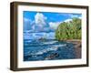 View of lakeshore against cloudy sky, Great Sand Bay, Lake Superior, Keweenaw Peninsula, Upper P...-null-Framed Premium Photographic Print