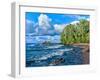 View of lakeshore against cloudy sky, Great Sand Bay, Lake Superior, Keweenaw Peninsula, Upper P...-null-Framed Premium Photographic Print