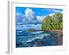 View of lakeshore against cloudy sky, Great Sand Bay, Lake Superior, Keweenaw Peninsula, Upper P...-null-Framed Photographic Print