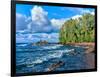 View of lakeshore against cloudy sky, Great Sand Bay, Lake Superior, Keweenaw Peninsula, Upper P...-null-Framed Photographic Print