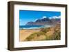 View of landscape and Playa de Famara beach, Caleta de Famara, Caleta de Famara, Lanzarote-Frank Fell-Framed Photographic Print