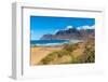 View of landscape and Playa de Famara beach, Caleta de Famara, Caleta de Famara, Lanzarote-Frank Fell-Framed Photographic Print