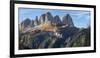 View of Langkofel (Sasso Lungo) from Val Contrin in the Marmolada mountain range in the Dolomites-Martin Zwick-Framed Photographic Print