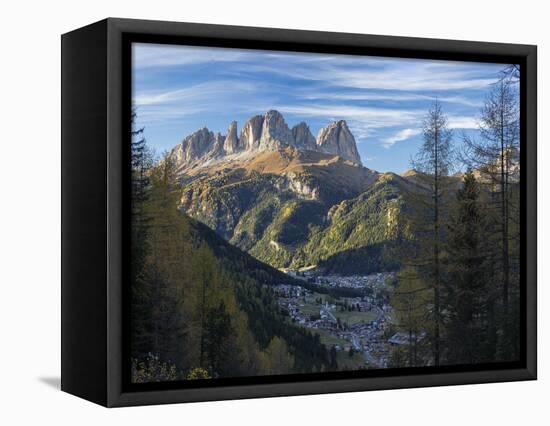 View of Langkofel (Sasso Lungo) from Val Contrin in the Marmolada mountain range in the Dolomites.-Martin Zwick-Framed Stretched Canvas