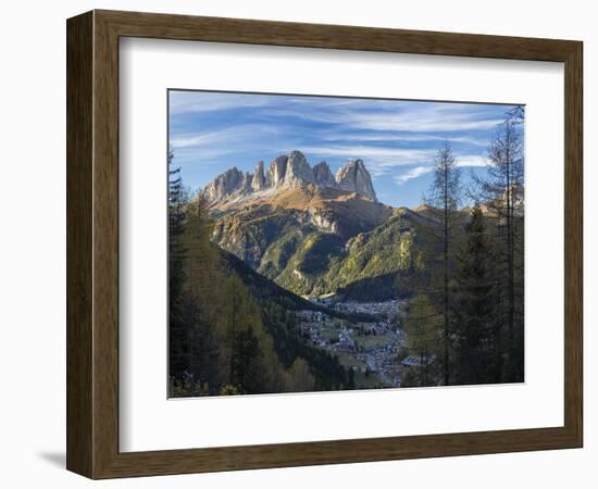 View of Langkofel (Sasso Lungo) from Val Contrin in the Marmolada mountain range in the Dolomites.-Martin Zwick-Framed Photographic Print