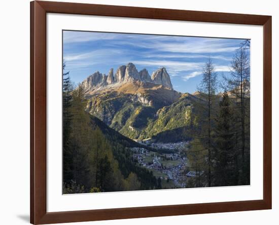 View of Langkofel (Sasso Lungo) from Val Contrin in the Marmolada mountain range in the Dolomites.-Martin Zwick-Framed Photographic Print