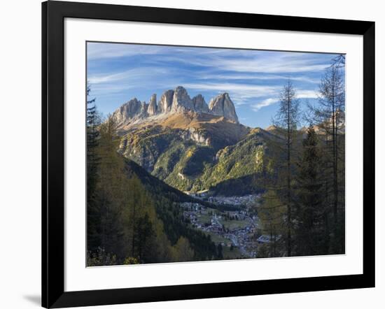 View of Langkofel (Sasso Lungo) from Val Contrin in the Marmolada mountain range in the Dolomites.-Martin Zwick-Framed Photographic Print