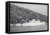 View of Large Yacht near Shore-Adam Scull-Framed Stretched Canvas