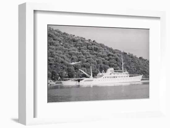 View of Large Yacht near Shore-Adam Scull-Framed Photographic Print