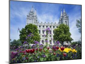 View of Lds Temple with Flowers in Foreground, Salt Lake City, Utah, USA-Scott T. Smith-Mounted Photographic Print