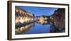 View of Leie Canal at dusk, Ghent, Flanders, Belgium-Ian Trower-Framed Photographic Print