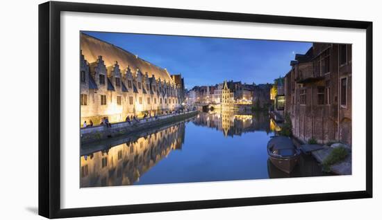 View of Leie Canal at dusk, Ghent, Flanders, Belgium-Ian Trower-Framed Photographic Print