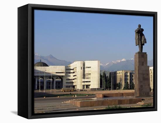 View of Lenin Square Looking Towards the Ala-Too Range of Mountains, Bishkek, Kyrgyzstan-Upperhall-Framed Stretched Canvas
